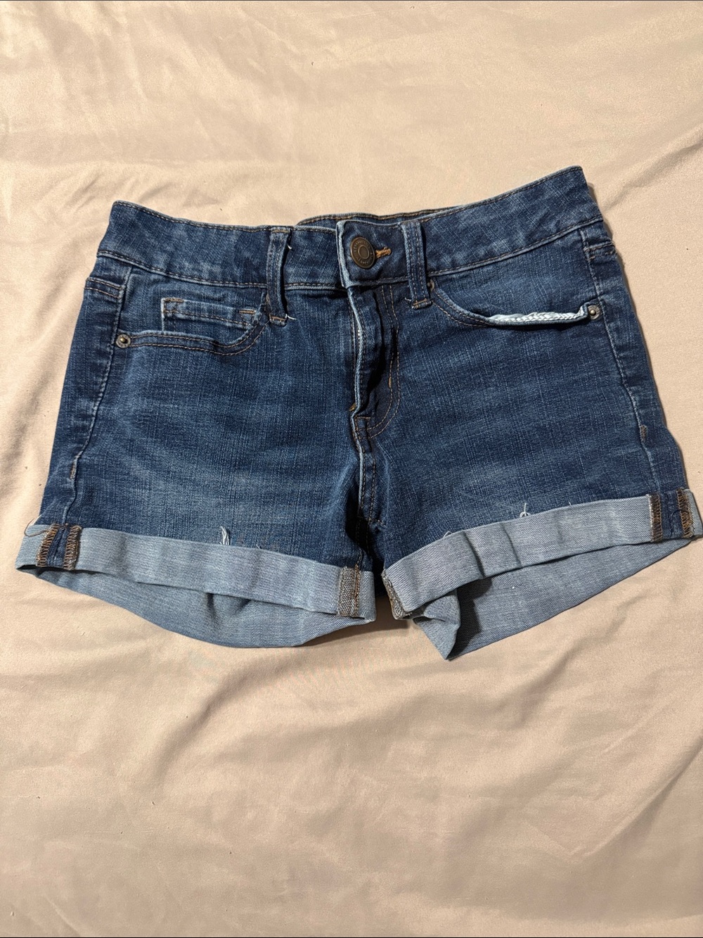 Dark Blue Rolled-Hem Women's Denim Shorts